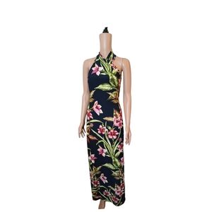 Rachel Roy Summer Maxi Dress Womens Navy Blue Desing floral Size S used